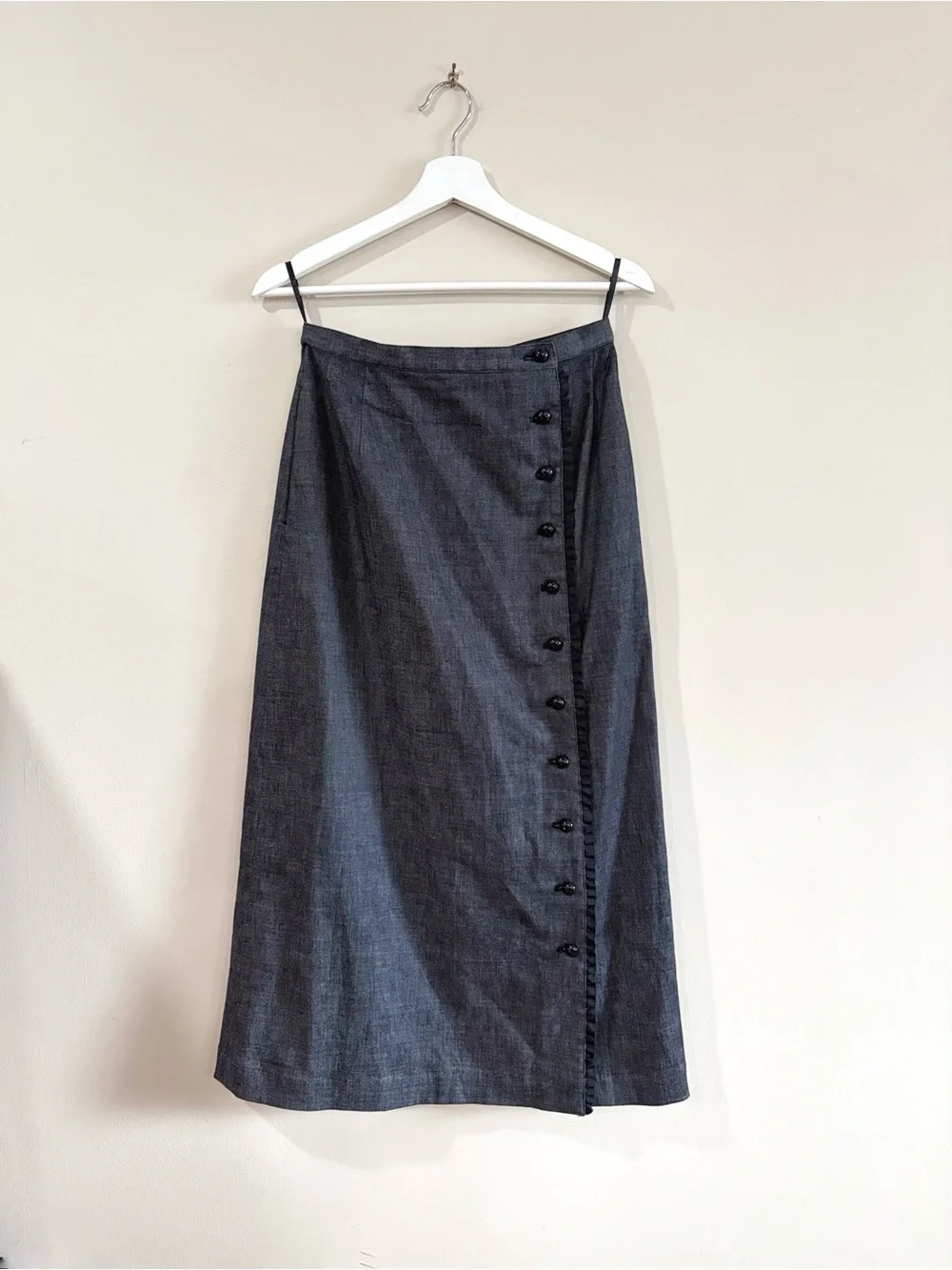 Ingeborg Women's M/L Gray Wrap Midi Skirt Stretch Japan Office Old Money Chic